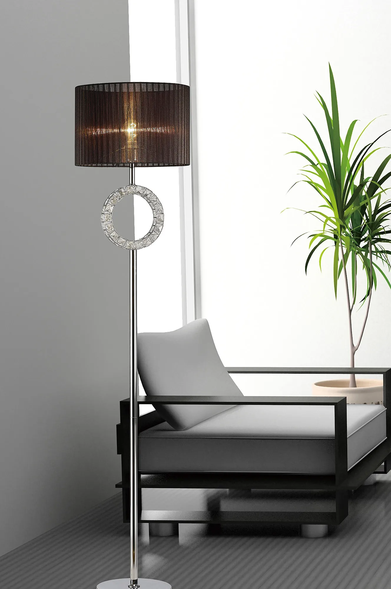 Florence Polished Chrome Crystal Floor Lamps Diyas Shaded Floor Lamps